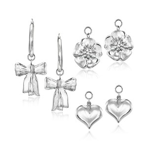 Ross-Simons Sterling Silver Jewelry Set: Hoop Earrings With 3 Pairs Of Charms - 1 of 4