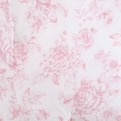 Delphine Pink Cotton Reversible King Comforter Set with Shams