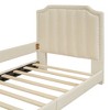 Twin Size Bed Frame with Upholstered Headboard, Classic Stripe Shaped Platform Bedframe, Strong Wood Slat Support, No Box Spring Needed - 3 of 4