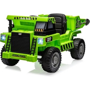 Garvee 12V Ride On Dump Truck for Kids with Parental Remote Control 4-Wheeler Toy Electric Car,Green - 1 of 4