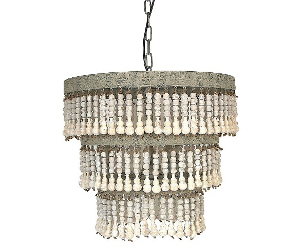 Metal & Wood Beaded Chandelier