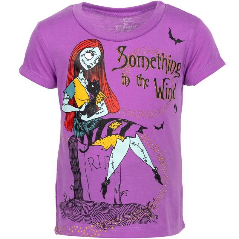 Disney Nightmare Before Christmas Sally Jack Skellington Girls T-Shirt and Leggings Outfit Set Toddler to Little Kid, 5 of 8