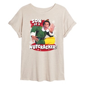 Women's - ELF - Christmas Son Of A Nutcracker Oversized Graphic T-Shirt - 1 of 4