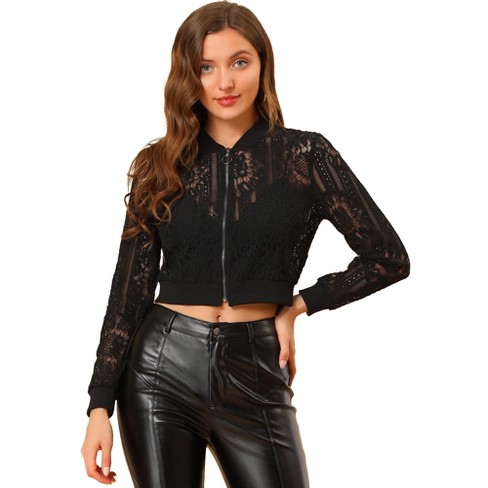 Women's Distressed Faux Leather Bomber Jacket - Wild Fable™ Black XXS