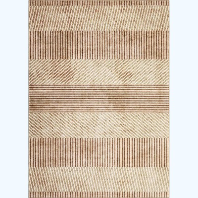 Modern Stripe Pattern Area Rug - Machine Washable, Non-Slip, Low-Pile Rug for Living Room, Bedroom, and Entryway