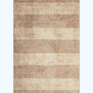 Modern Stripe Pattern Area Rug - Machine Washable, Non-Slip, Low-Pile Rug for Living Room, Bedroom, and Entryway - 1 of 4