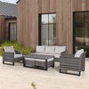 Belord 6 Pieces Outdoor Patio Furniture Set, Gray Wicker Rattan Patio Sofa Set with Chair, Ottoman and Coffee Table for Porch Deck Balcony - 2 of 4