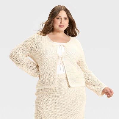 Women's Crochet-Style Tie Cardigan - A New Day™