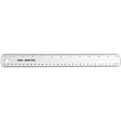 Staples Shatterproof Plastic Ruler 12" Clear (51892) 2773008