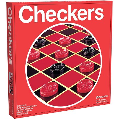 Pressman Classic Checkers Game With Folding Board and Interlocking Checkers