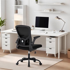 Mesh Office Chair with Adjustable Lumbar Support, -Up Armrest Rolling Work Chair, Comfy Computer Chair - 1 of 4