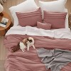 3/4 Pcs Pinch Pleat Bed Solid Comforter & Pillowcases Bedding Set - 3 of 4
