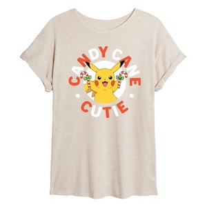 Women's - Pokémon - Candy Cane Cutie Oversized Graphic T-Shirt - 1 of 4