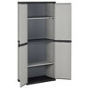 vidaXL Outdoor Garden Storage Cabinet - Compact Gray&Black PVC Design with 3 Shelves and Lockable Doors - 26.8"x15.7"x66.1" - 3 of 4