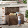 99 Gallon Outdoor Storage Box, Lockable Resin Deck Box, Waterproof Patio Storage for Cushions, Tools, Brown - 4 of 4