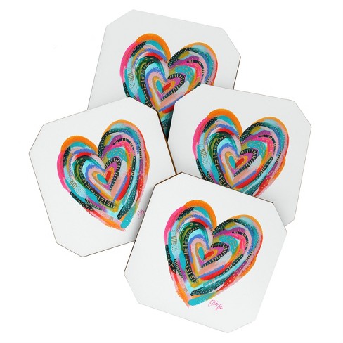 Amy Sia Heart Watercolor Set Of 4 Coasters - Deny Designs : Target