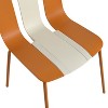 4-Pack Modern Striped Color Block Chairs – Indoor/Outdoor PP Plastic Seat & Sturdy Metal Legs, Vibrant White, Orange, Beige – for Balcony, Terrace - 4 of 4