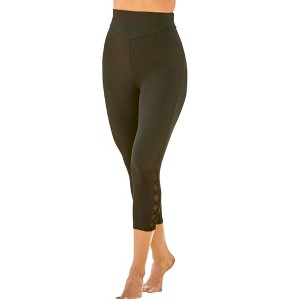 Swim 365 Women's Plus Size High-Waisted Swim Capri With Lattice Detail - 1 of 4