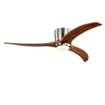 Chic Crate 52" Flush Mount Ceiling Fan with Light & Remote, Solid Wood Blades, Reversible Quiet Motor, 6-Speed
