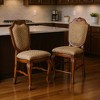 HomeRoots Set of Two 24" Beige and Brown Fabric and Solid Wood Counter Height Bar Chairs - 2 of 4
