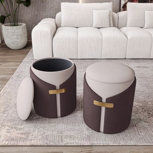 Techni Home Two-Toned Vanity Stool Ottoman with Storage - 1 of 4