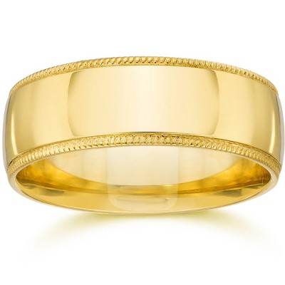 Pompeii3 Milgrain Mens Wedding Band 14K Yellow Gold