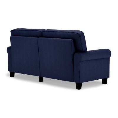 Navy Blue 73" Plush Rolled Arm Sofa with Wood Frame and Pillow Back