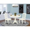 HomeStock 3-Pc Linen White Finish Solid Wood Top - Round Dining Room Set - Seats 4 - 2 of 4