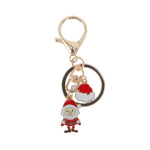 Unique Bargains Christmas Keychain Double Ring Lobster Clasp Zinc Alloy Multi-colored 3.15" 1 Pc - 1 of 4