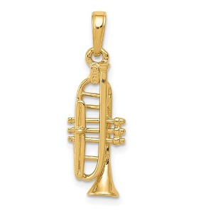 Black Bow Jewelry 14k Yellow Gold 3D Vertical Trumpet Pendant - 1 of 4