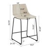 Armless Industrial Counter Stool Set of 2 with Metal Legs and Footrest,Upholstered Bar Stool with Bucket Seats-Cuddlewood - 4 of 4