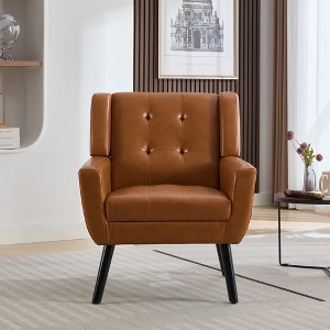 ATJafure Modern Soft Linen Material Ergonomics Accent Chair With Black Legs For Indoor Home Living Room Bedroom Home - 1 of 4