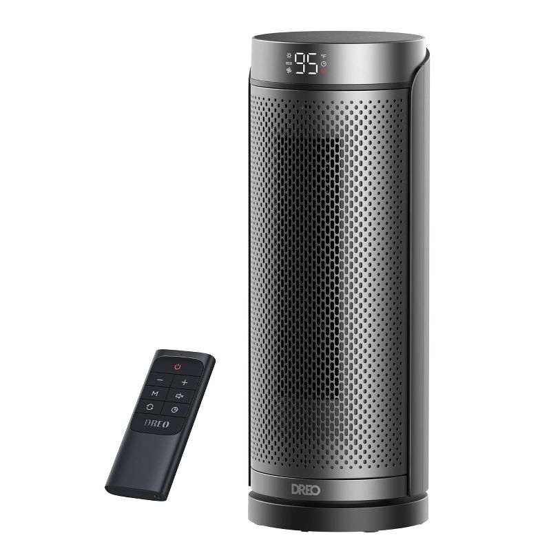 Dreo 1500W Solaris Plus PTC Heating Oscillating Tower Space Heater with Remote Silver, 1 of 7