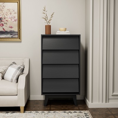 NicBex 4 Drawer Dresser Mid-Century Modern Wooden Chest of Drawers, Vintage Style Wooden Dresser for Bedroom, Living Room, Office