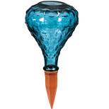 Evergreen 9"H Faceted Glass Plant Watering Globe w/ Terracotta Spike, Blue