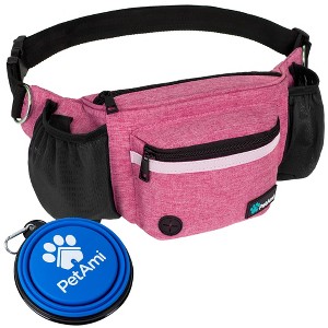 PetAmi Dog Fanny Pack, Pet Waist Belt Treat Pouch for Walking Training Hiking Running, Waste Bag Dispenser, Bottle Holder, Bowl, Pocket - 1 of 4