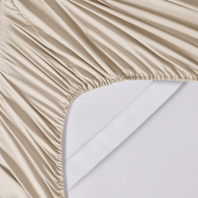 Twin Beige Deep Pocket Microfiber Fitted Sheet Set