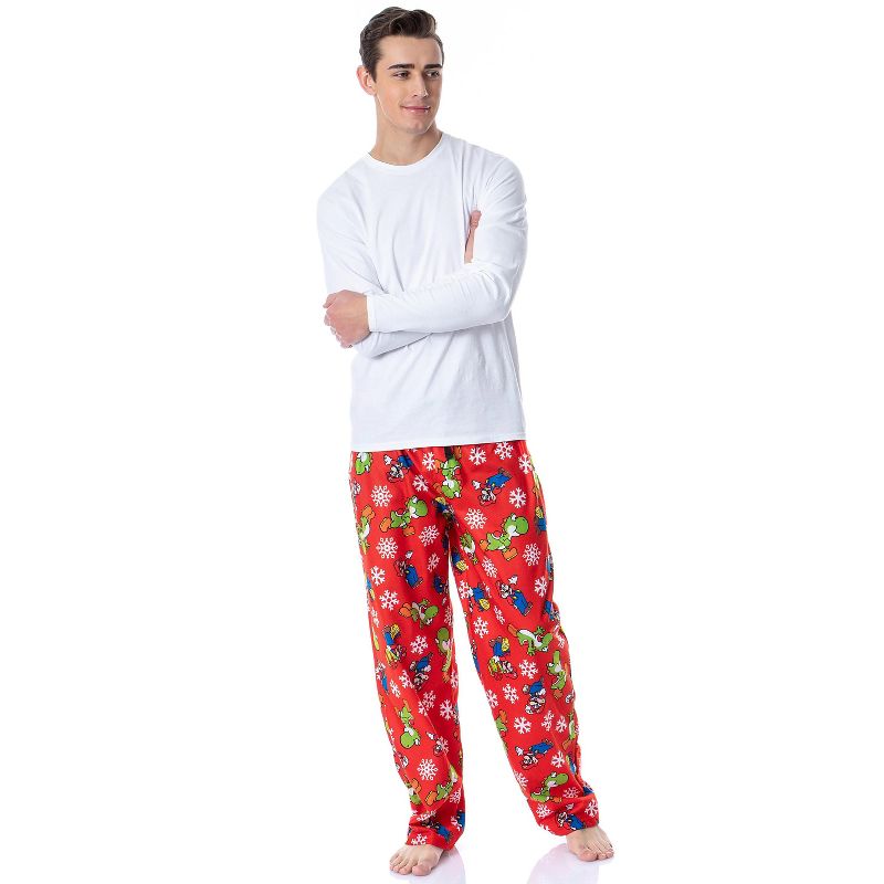Mens' Super Mario Yoshi Christmas Present Tossed Print Sleep Pajama Pants, 2 of 5