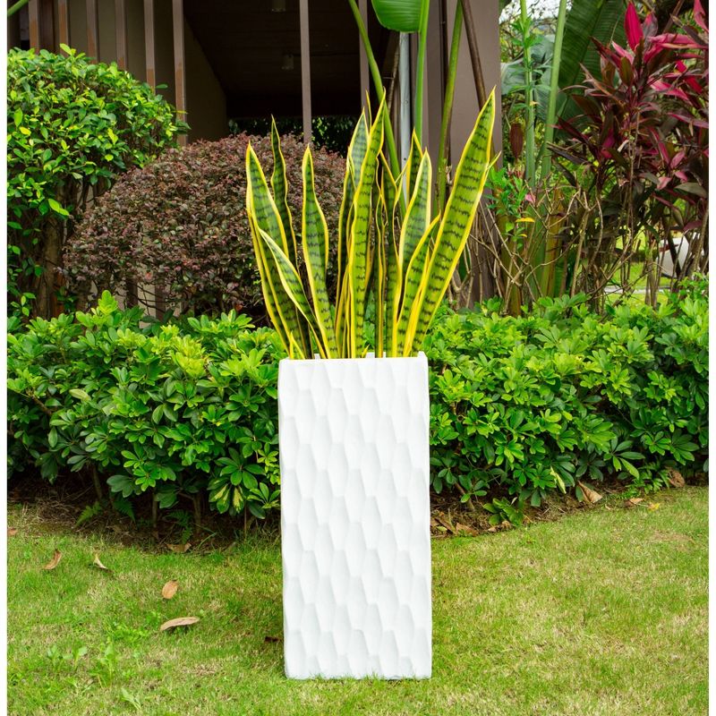 27.6&#34; Square Concrete/Fiberglass Elegant Retro Indoor/Outdoor Planter Pure White - Rosemead Home &#38; Garden, Inc., 5 of 8