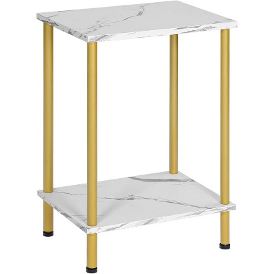 End Table, Small Side Table, Nightstand with 2-Layer Storage Shelves, Stable Frame, Easy Assembly
