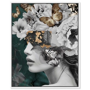 Art Remedy Hidden Golden Butterflies in Emerald Gold Fashion Wall Art Framed - 1 of 4