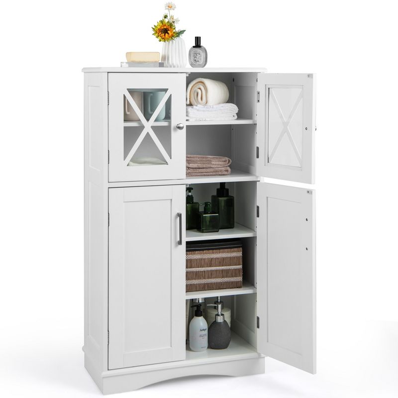 Costway Bathroom Storage Cabinet Linen Storage Cabinet with Doors and Adjustable Shelves, 1 of 11