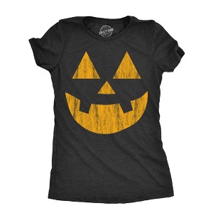 Womens Standard Jack Pumpkin T Shirt Funny Halloween Jack O Lantern Frightening Smile Tee For Ladies - Crazy Dog Women's T Shirt - 1 of 4