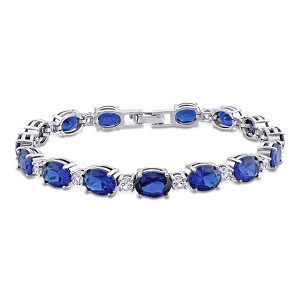 EVERLY JEWELRY | Sterling Silver 32 CT TGW Created Blue & White Sapphire Bracelet, 7-inch - 1 of 4