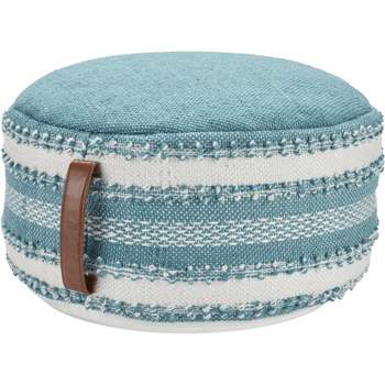 Mina Victory Woven Stripes Outdoor Pouf with Handle