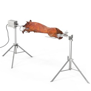 ROVSUN 46" Electric Rotisserie Grill, Pig Lamb Spit Roaster Stand Rotisserie 176 Lbs Capacity, Charcoal Rotisserie Grill Kit Stainless Steel - 1 of 4