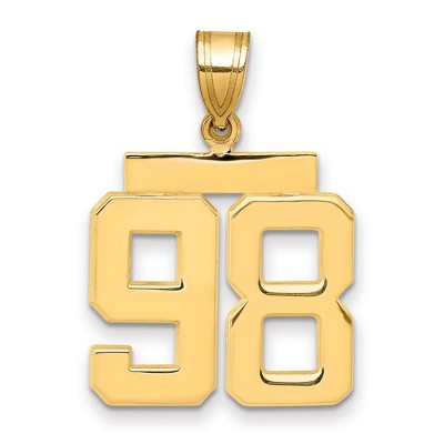 Black Bow Jewelry 14k Yellow Gold, Athletic Collection Medium Polished Number 98 Pendant