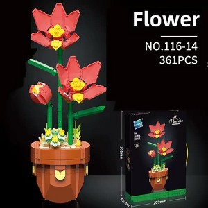 Plant Building Brick Kit - Potted Flower by Wizardi F07N11-20-14