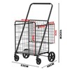 Large Shopping Cart,Grocery Cart On Wheels, Foldable Utility Shopping Carts With Double Basket And 360 Rolling Swivel Wheels For Groceries Laundry - 3 of 4