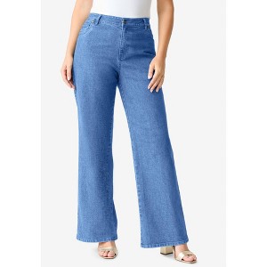 Roaman's Tall Plus Size Classic Stretch Wide Leg Jean - 1 of 3